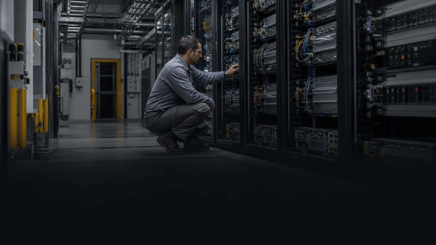 Engineer in a data center